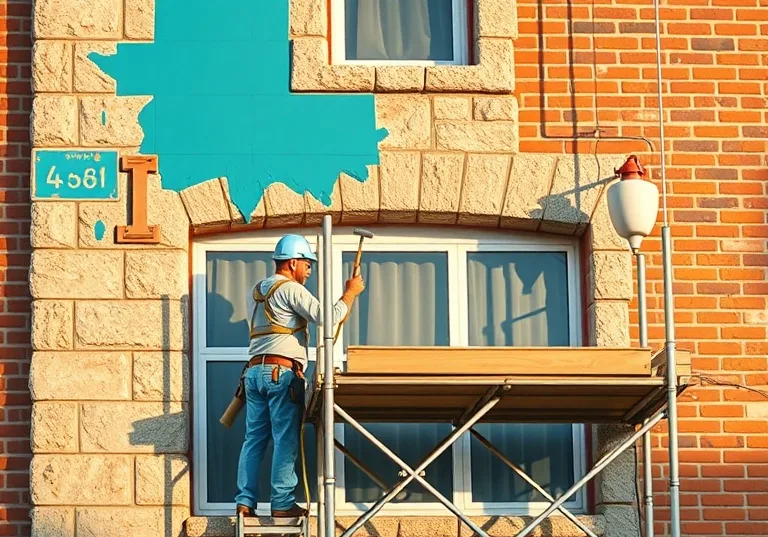 Ravalement de façade en pierre, nettoyage et application d'enduit